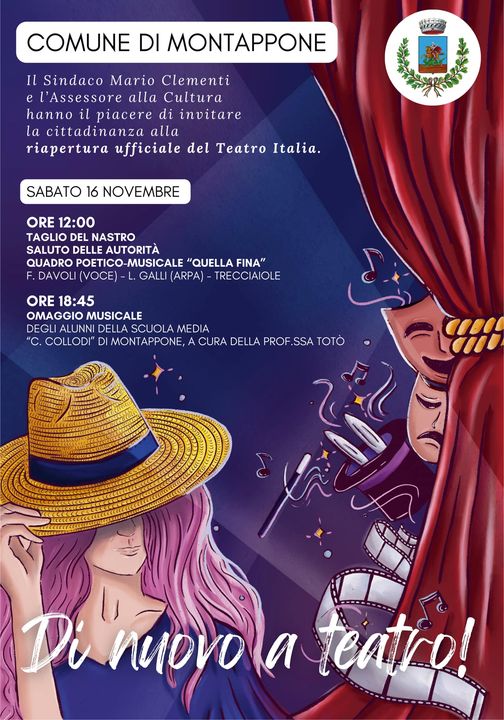 Sabato 16 Novembre Riapertura del Teatro Italia