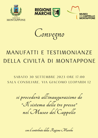 Convegno Sabato 30 Settembre "Manufatti e testimonianze della Civiltà di Montappone"